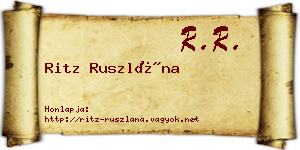 Ritz Ruszlána névjegykártya